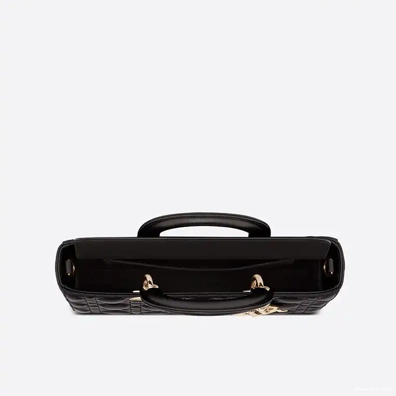 Dior Factory Outlet Cannage Medium Bag D-Joy Lady Black Lambskin 0503